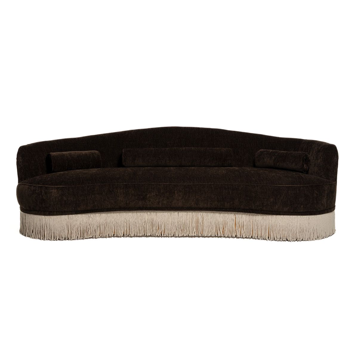 Nouvelle sofa (250x90) Randy 12 mørk brun - avtagbare frynser