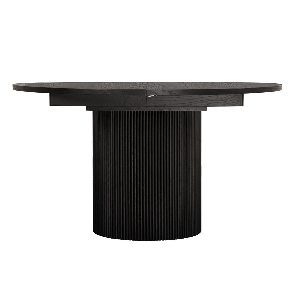 Noor rundt spisebord ø110 (160) med 1 tilleggsplate (sort eik)