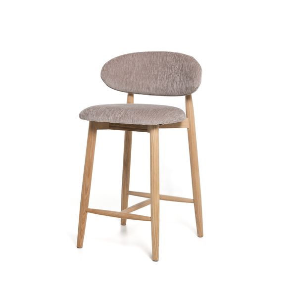 Hovedbilde Malmø barstol heltre lys eik (stoff Boston beige)