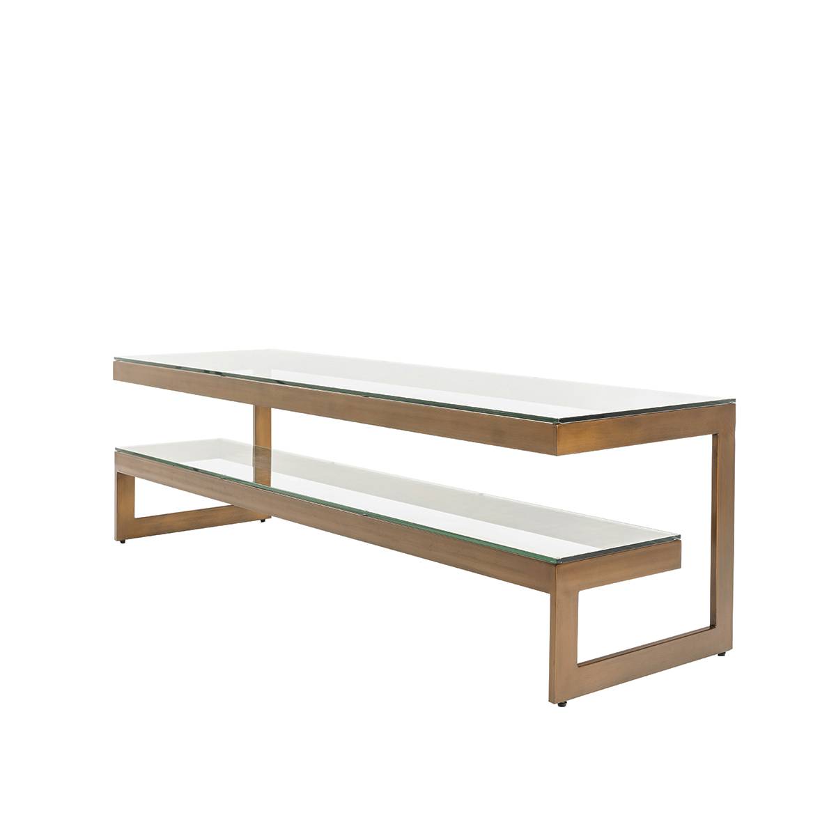 Versailles tv-bord (150x45x45 - bronsefarget / klart glass)