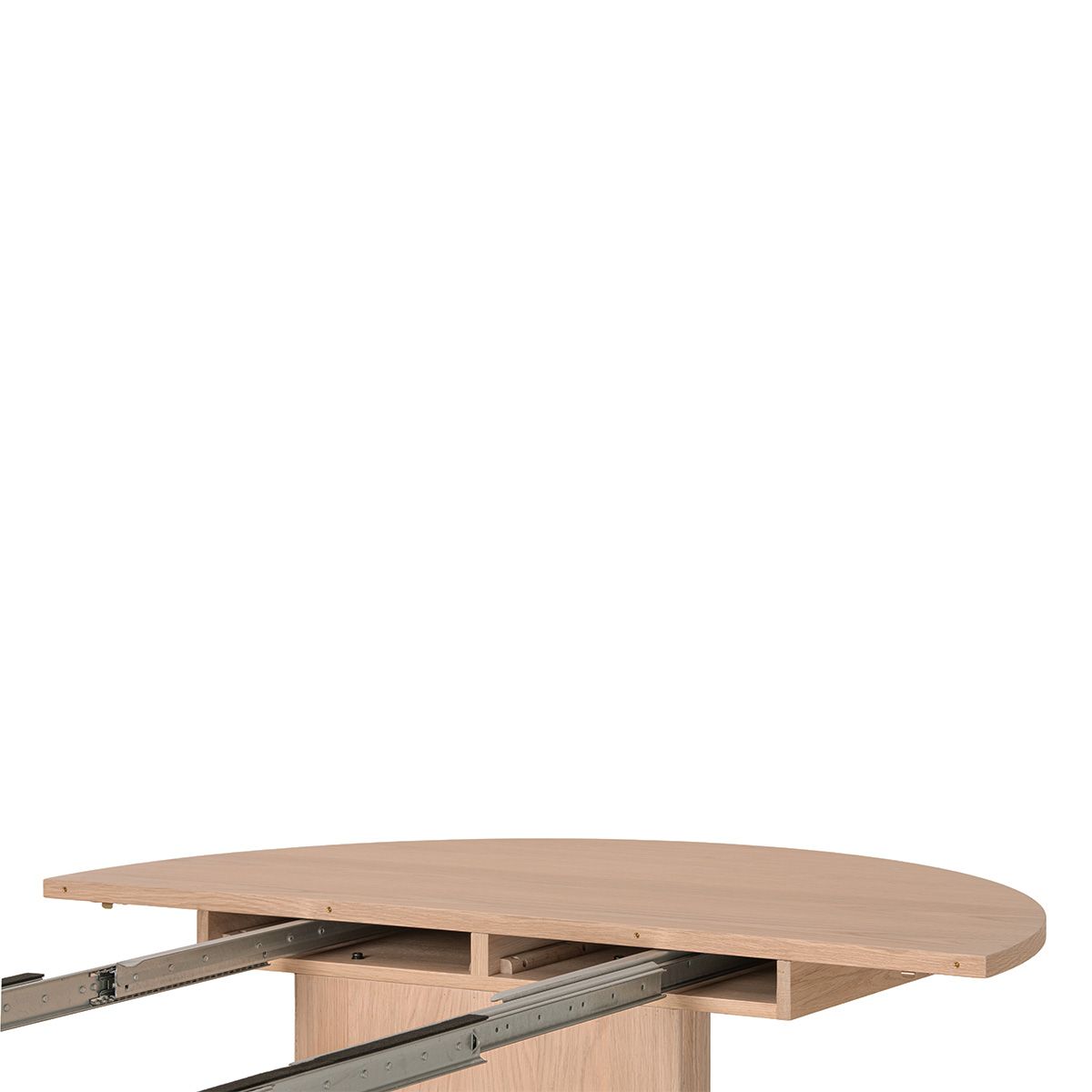 Noor rundt spisebord ø110 (260) med 3 tilleggsplater (lys eik)