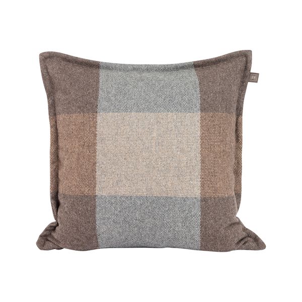 Hovedbilde Halvor Bakke Ulundi pute (50x50) ull, beige/brun/grå rutet