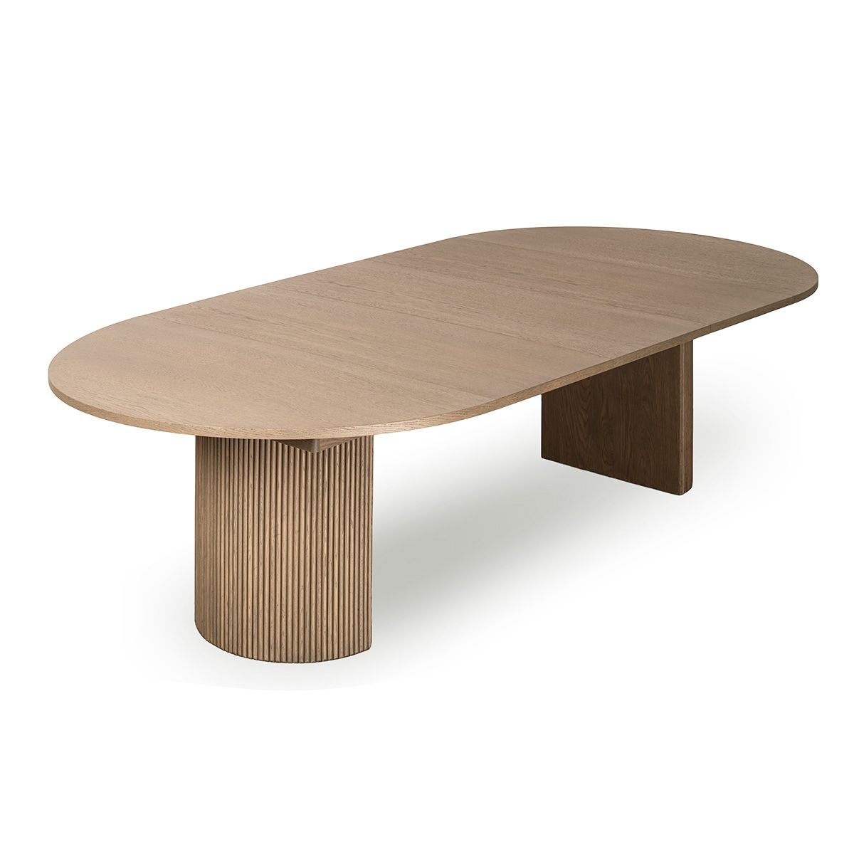 Noor rundt spisebord ø110 (260) med 3 tilleggsplater (gråoljet eik)