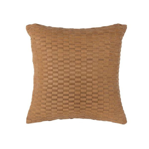 Hovedbilde Tirano flettet skinn pute tan (50x50)