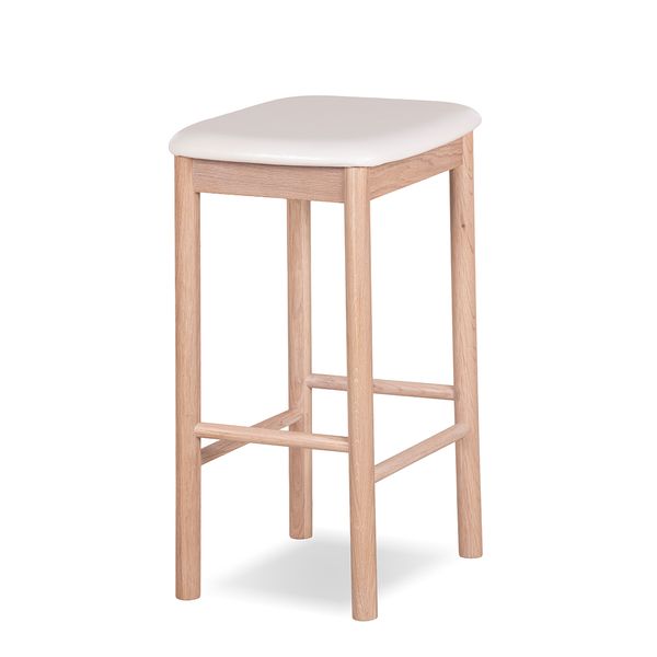 Hovedbilde Voss barstol (h68) lys heltre eik/sete lys beige PU
