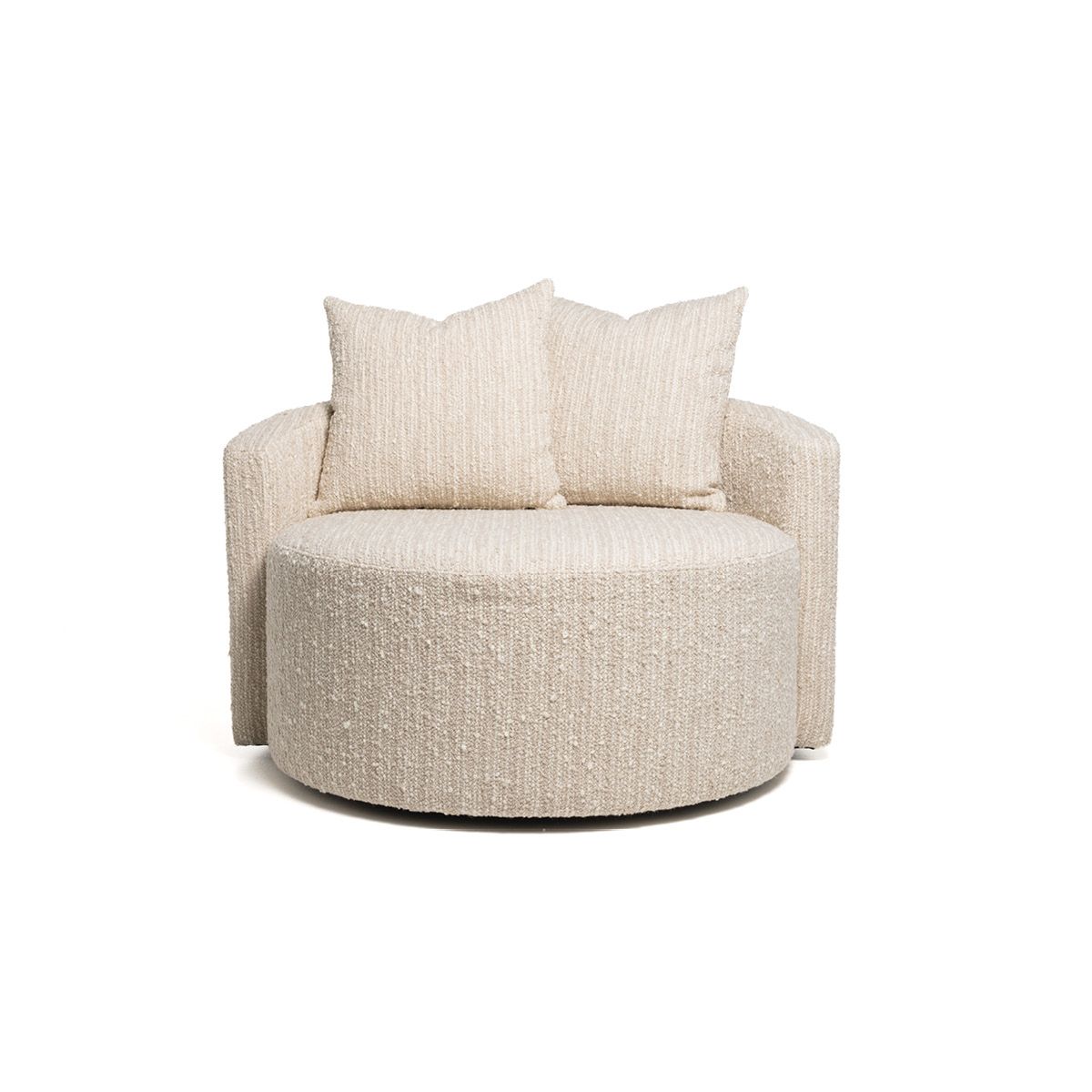 Noemi lenestol med sving (111x108x88) Grovvevd beige/krem melert
