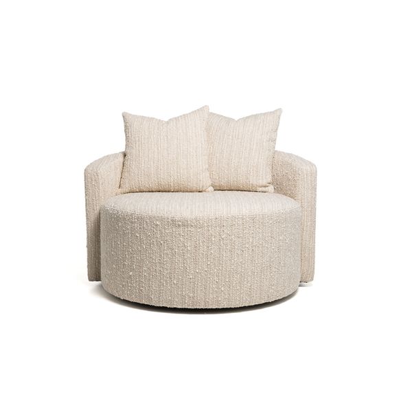 Hovedbilde Noemi lenestol med sving (111x108x88) Grovvevd beige/krem melert