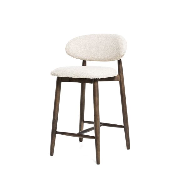 Hovedbilde Malmø barstol heltre røkt eik (stoff Sunset beige melert)