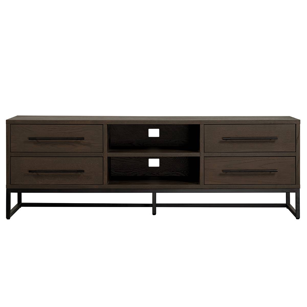 Mood tv-benk med fire skuffer og åpen hylle (røkt eik 150x45x50)