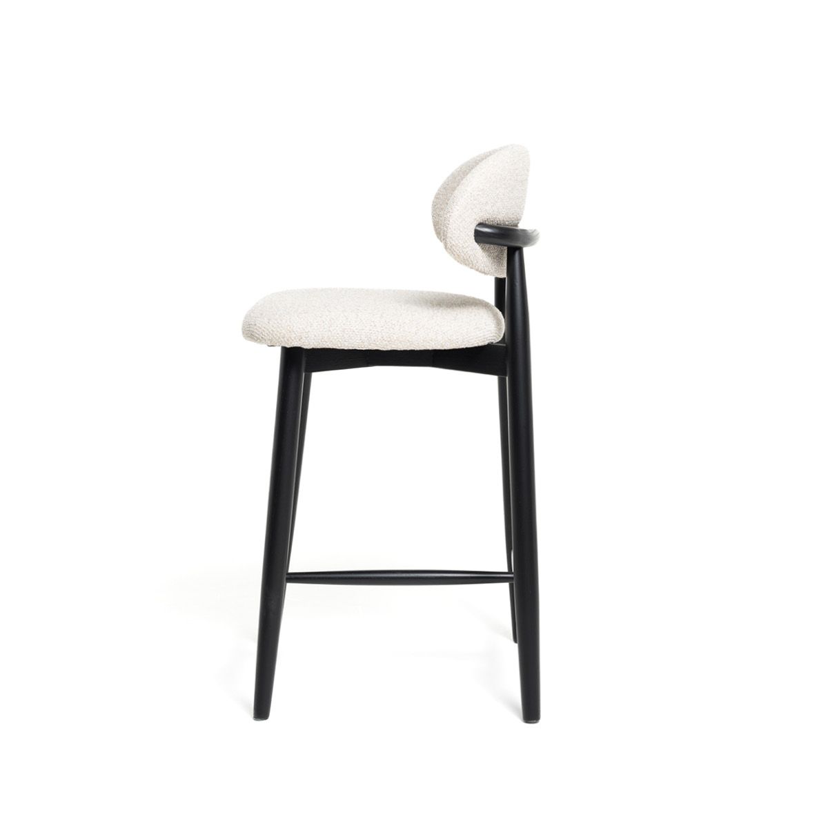 Malmø barstol heltre sort eik (stoff Sunset beige melert)