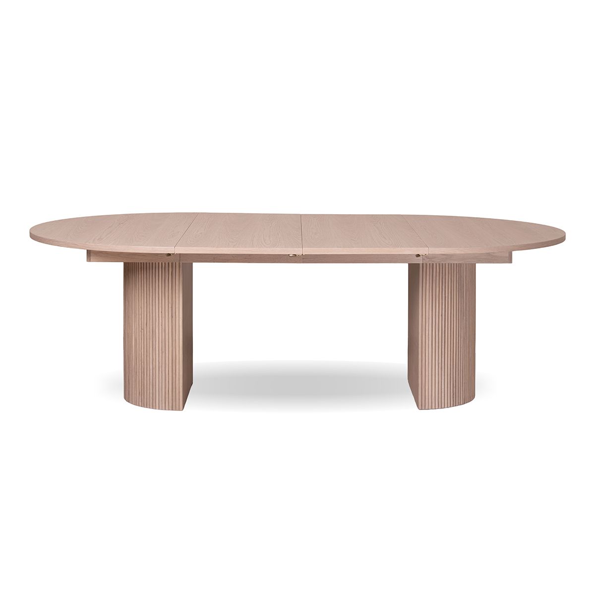 Noor rundt spisebord ø150 (300) med 3 tilleggsplater (hvitvasket eik)