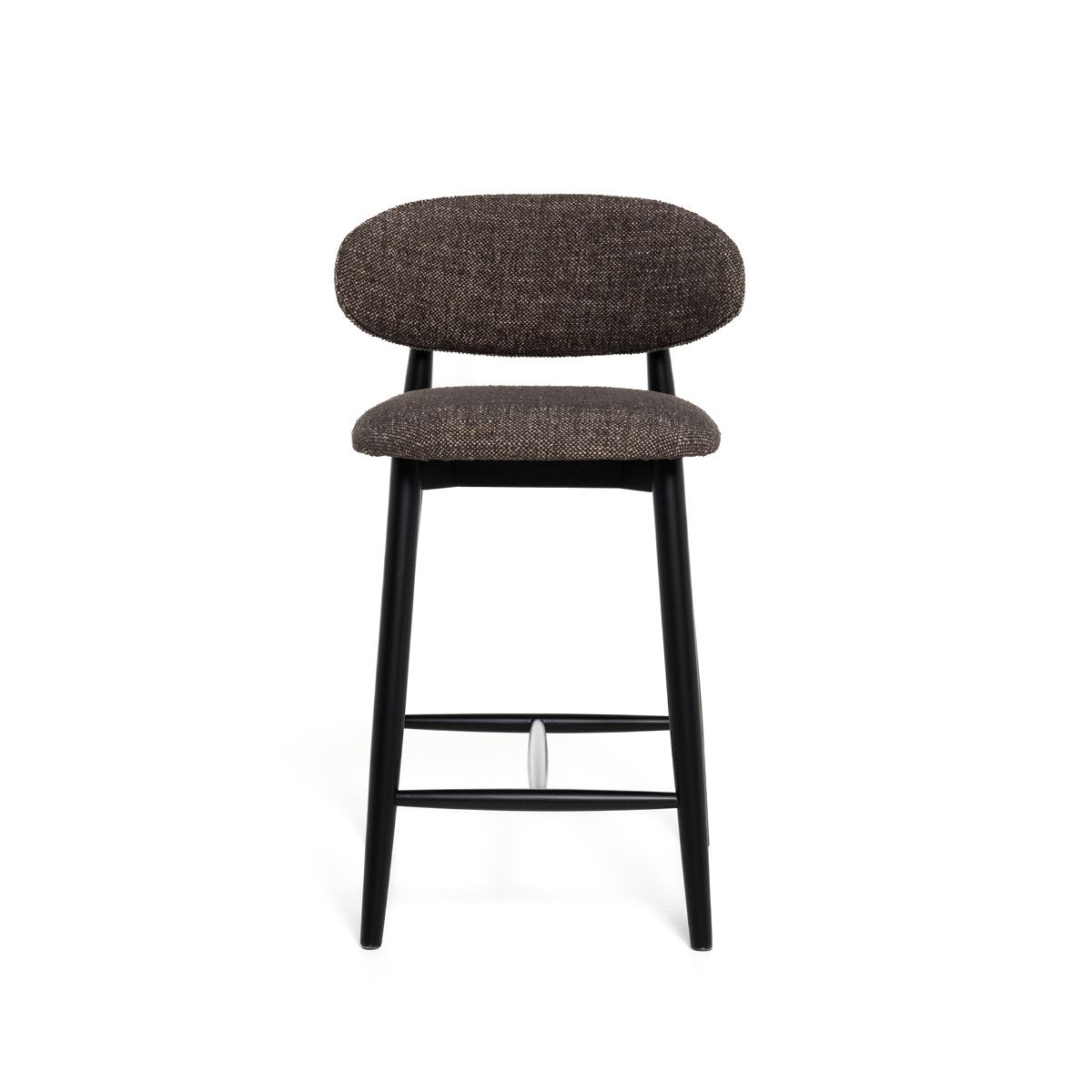 Malmø barstol heltre sort eik (stoff Lola mørk brun melert)